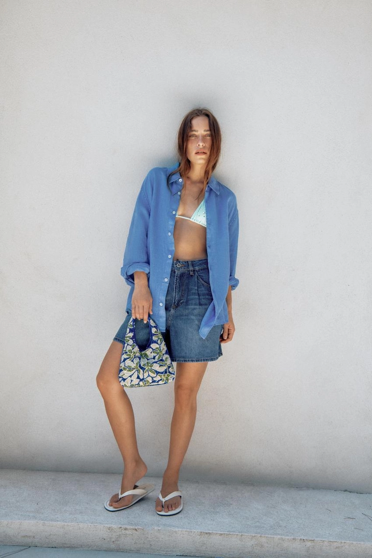 ДЕНИМОВЫЕ ШОРТЫ С ВЫСОКОЙ ПОСАДКОЙ — коллекция Zara «ZW»
