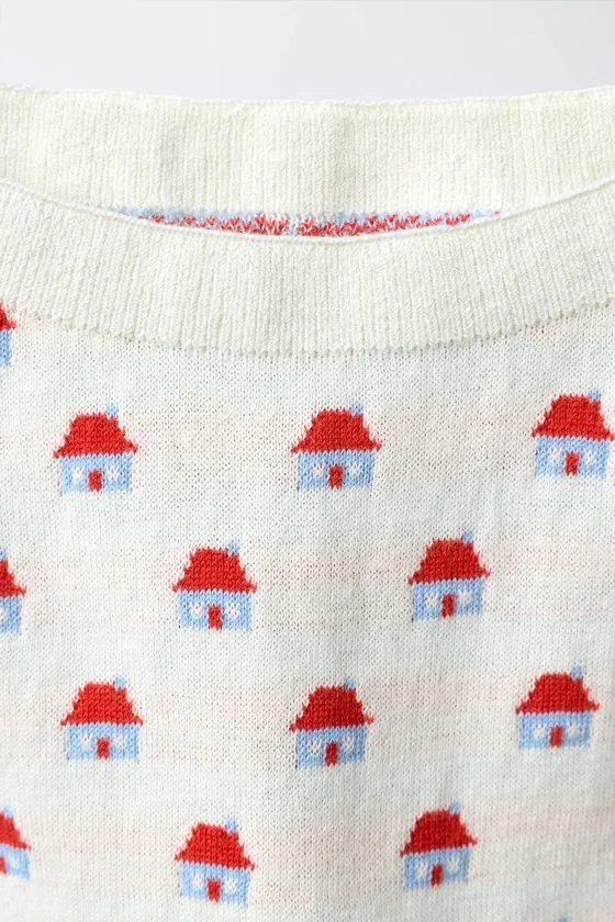 ТРИКОТАЖНЫЕ БРЮКИ JACQUARD С ПРИНТОМ ДОМИКОВ
