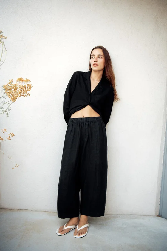 БРЮКИ БАРРЕЛ ИЗ 100% ЛЬНА — ZW COLLECTION