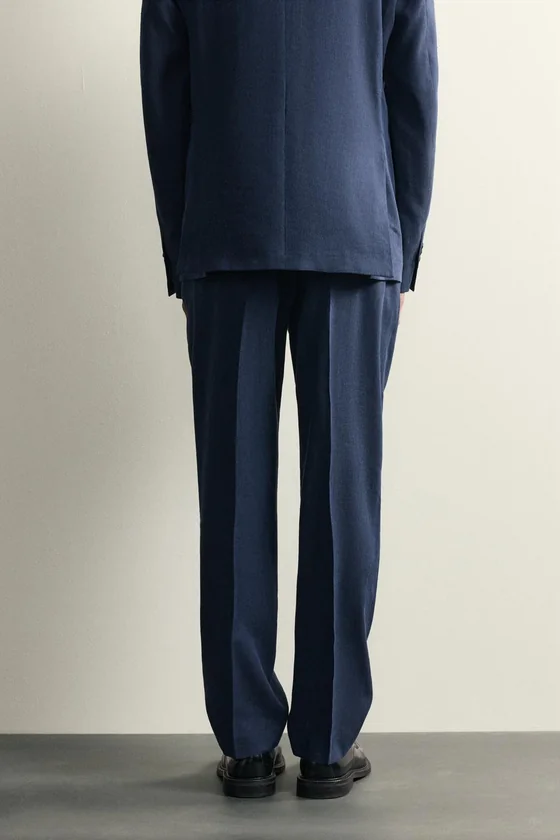 КОСТЮМНЫЕ БРЮКИ REGULAR FIT ИЗ ЛЬНА И ШЕРСТИ