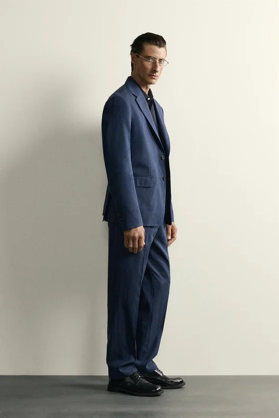 КОСТЮМНЫЕ БРЮКИ REGULAR FIT ИЗ ЛЬНА И ШЕРСТИ