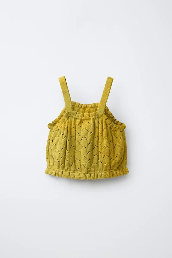 ТРИКОТАЖНЫЙ ТОП С ВЫШИВКОЙ ИЗ ХЛОПКА И ЛЬНА MADE WITH LIBERTY FABRIC
