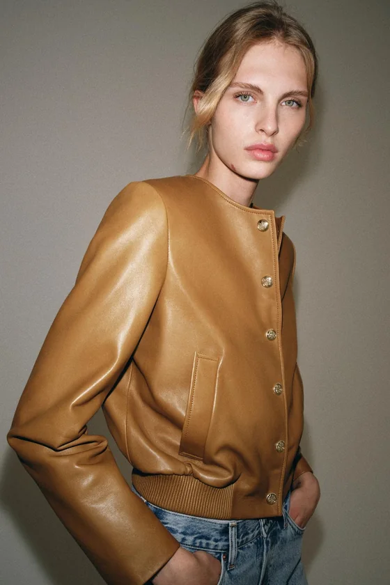 БОМБЕР ИЗ 100% КОЖИ — коллекция Zara «ZW»
