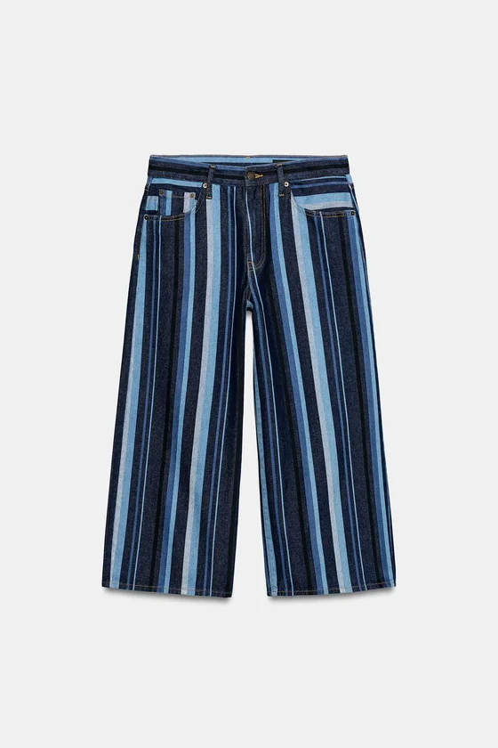 ДЖИНСЫ-КЮЛОТЫ В ПОЛОСКУ СО СРЕДНЕЙ ПОСАДКОЙ — коллекция Zara «ZW»