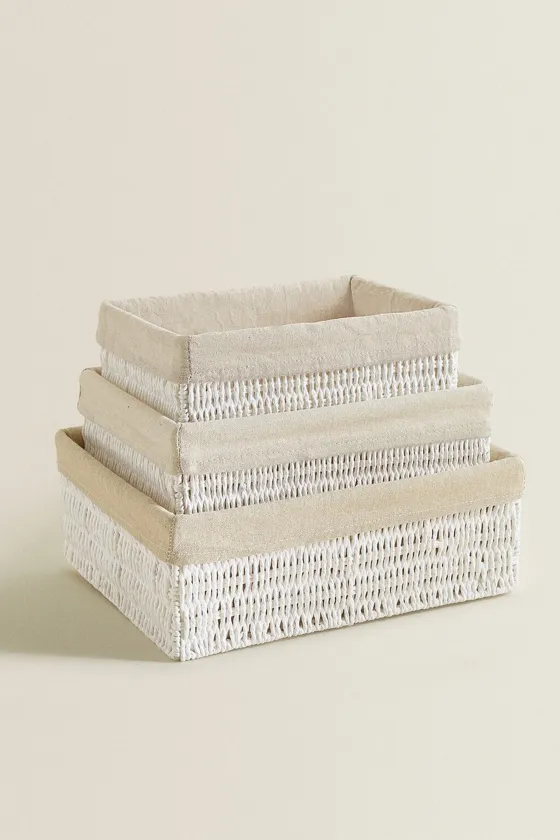 Прямоугольная тканевая корзина для интерьера