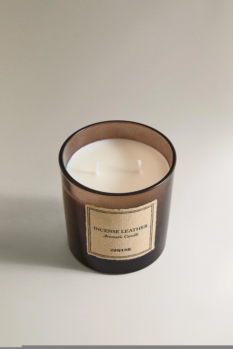 Кожаная свеча с ароматом благовоний (350 г)