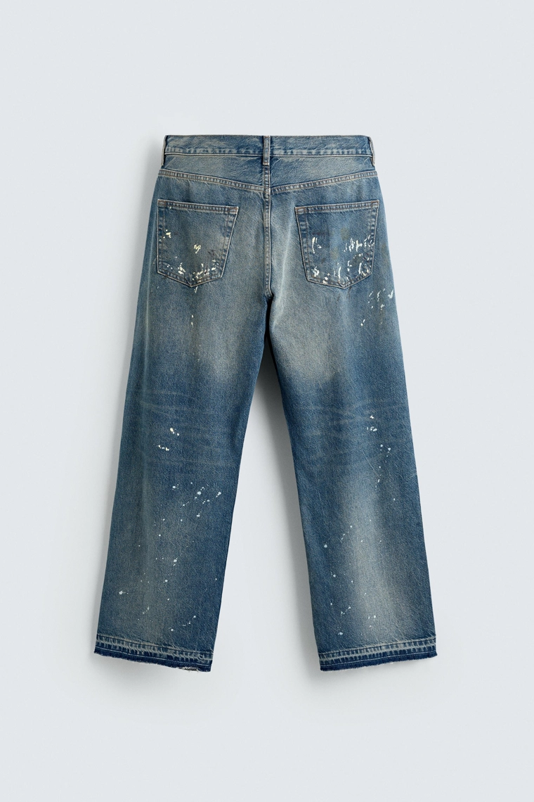Джинсы relaxed fit с брызгами краски