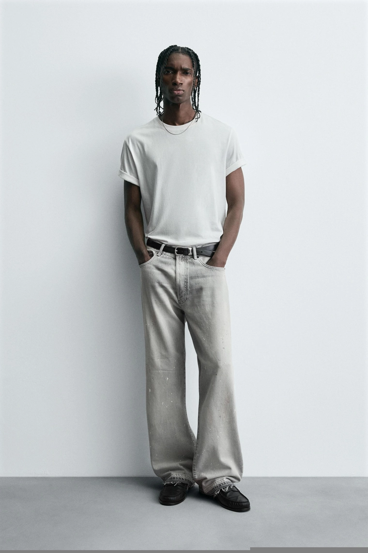 Джинсы с краской в стиле relaxed fit