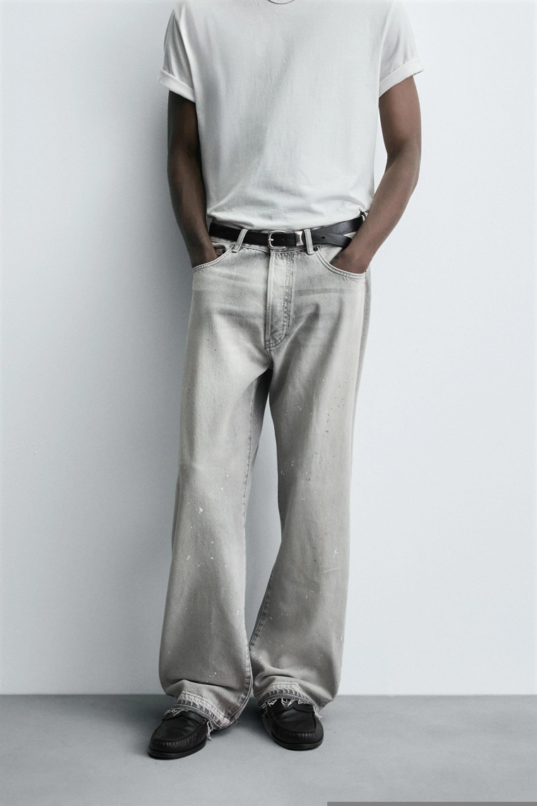 Джинсы с краской в стиле relaxed fit