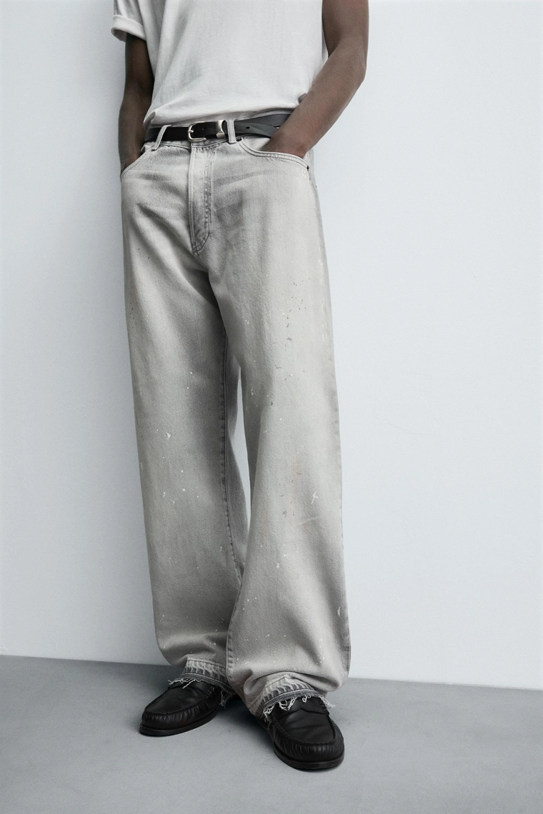 Джинсы с краской в стиле relaxed fit