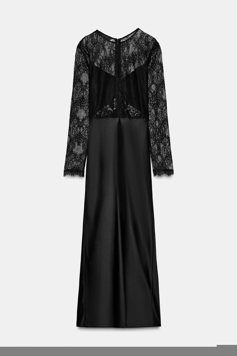 Платье макси с кружевом