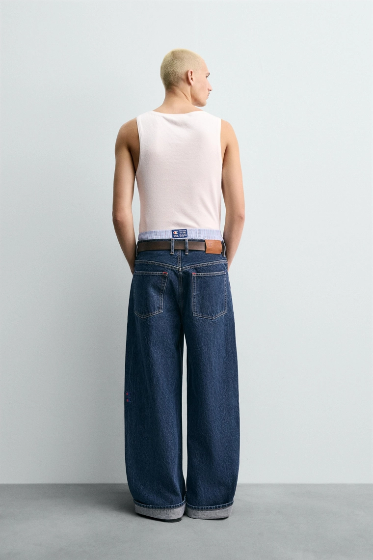 ДЖИНСЫ RELAXED FIT С ЛАМПАСАМИ