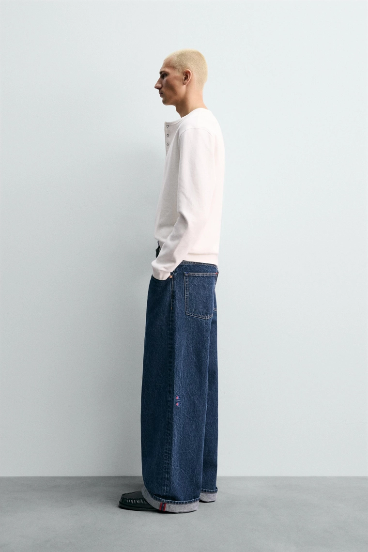 ДЖИНСЫ RELAXED FIT С ЛАМПАСАМИ