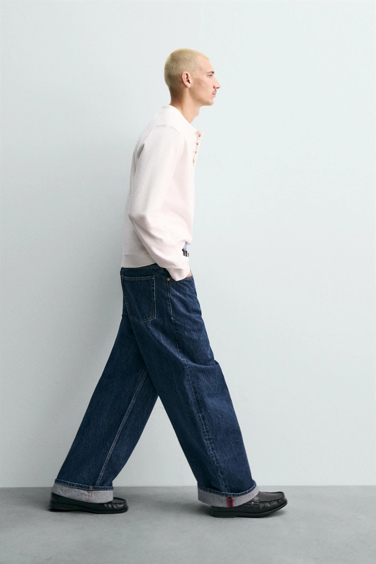 ДЖИНСЫ RELAXED FIT С ЛАМПАСАМИ