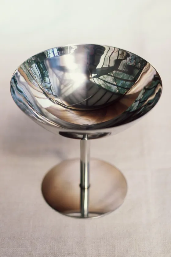 Shiny metal wine glass