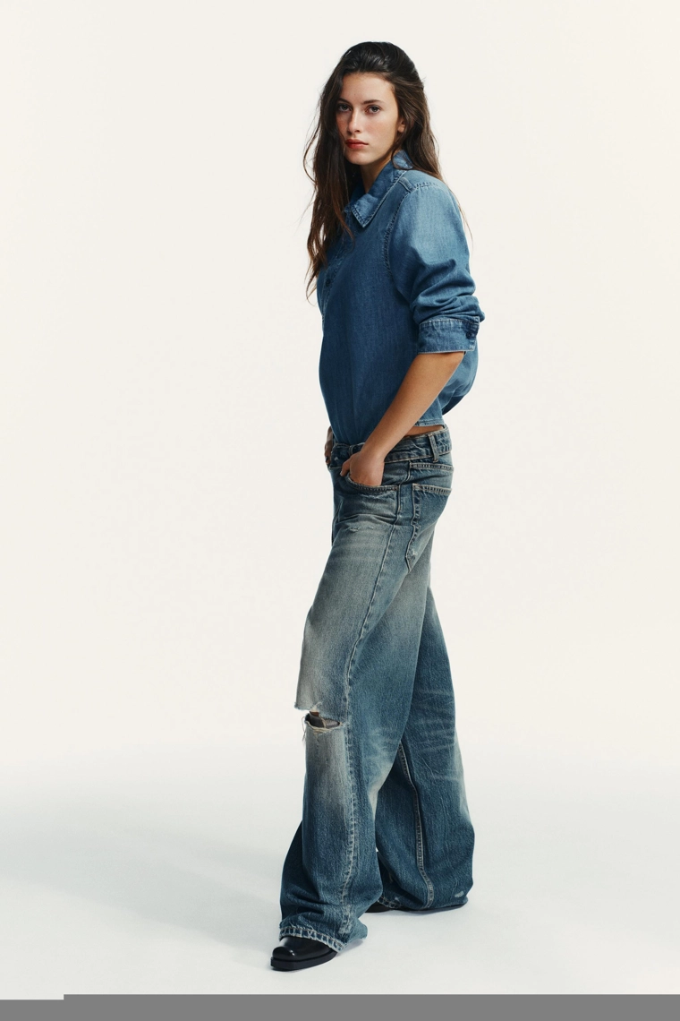 Футболка-боди в стиле рубашки с наплечниками